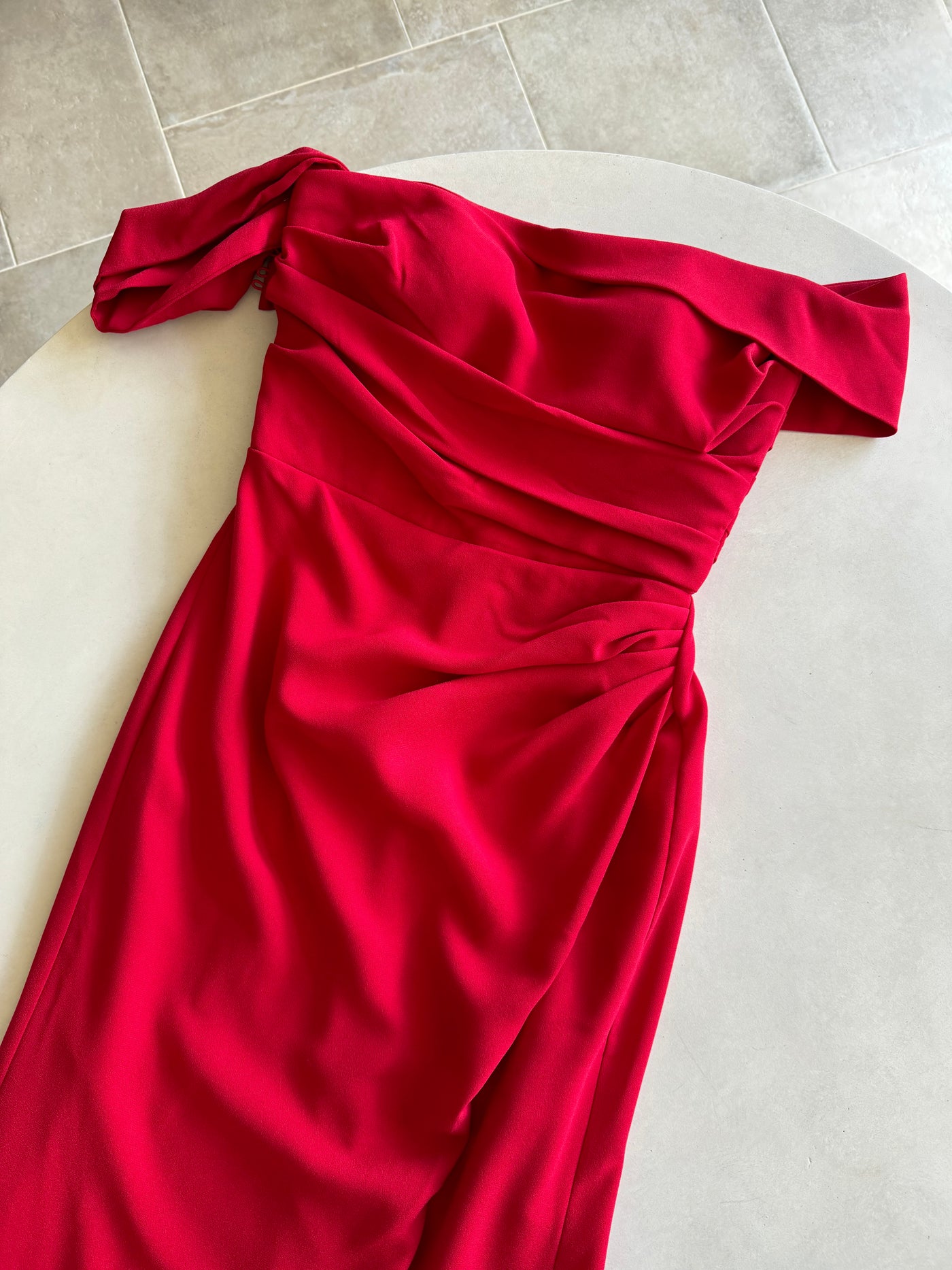 artemis red dress Artemis Red Drape Front Mini Dress